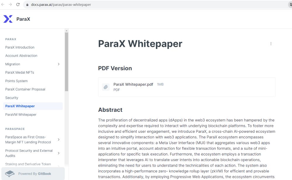 ParaSpace 发布 ParaX 白皮书，涵盖帐户抽象、元用户界面、zkVM 等
