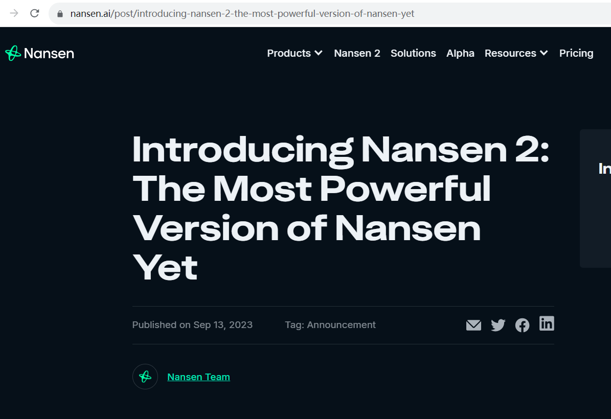 Nansen 2测试版上线