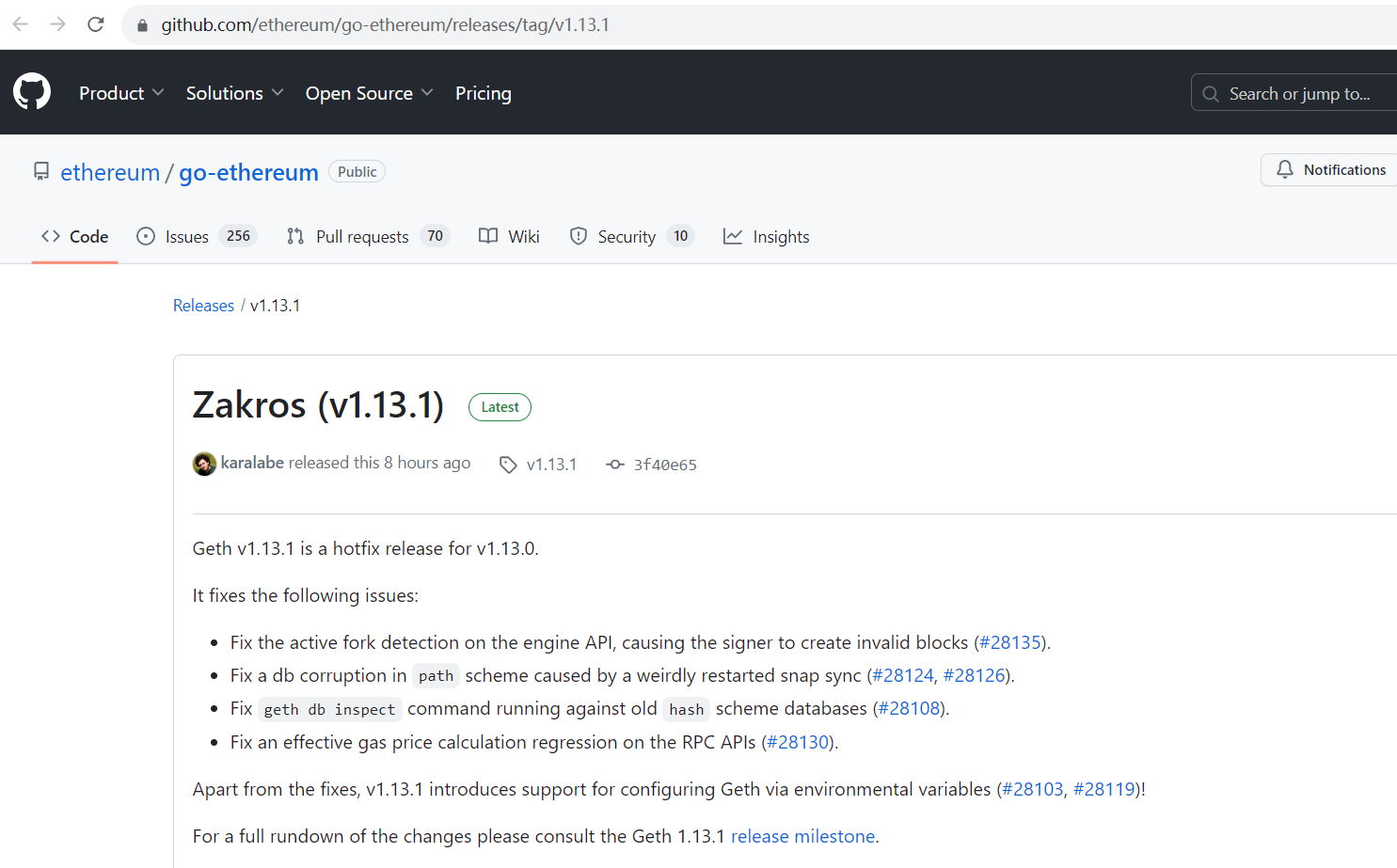 以太坊客户端Geth发布V1.13.1更新版本