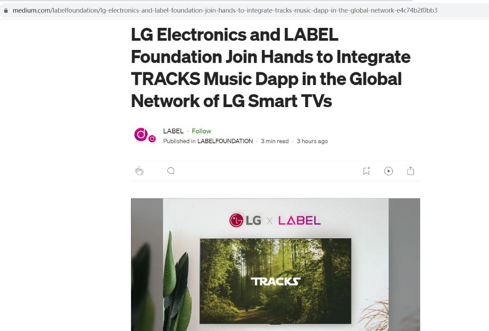 LABEL Foundation将推出Web3音乐流媒体平台Tracks