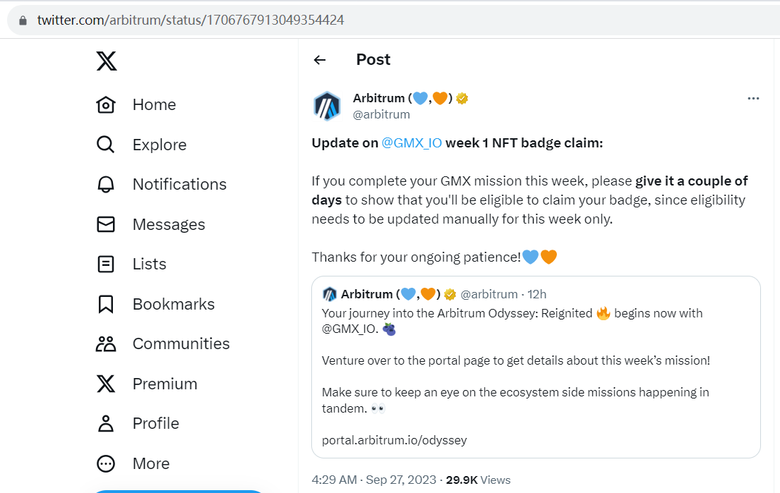 Arbitrum奥德赛已重启，首周任务在GMX进行