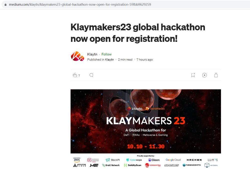 Klaytn 基金会推出的全球黑客松 Klaymakers 23 已开放报名