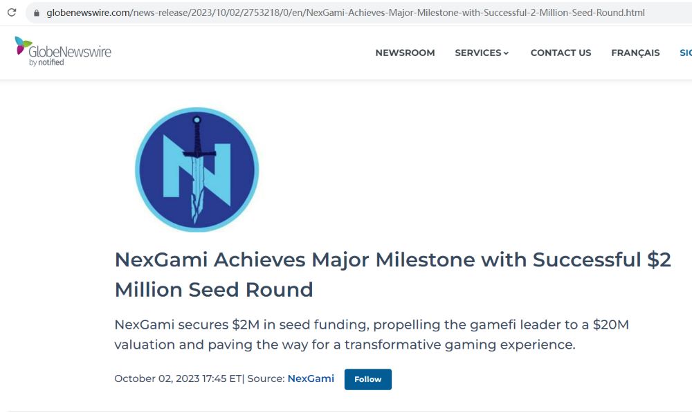 GameFi平台NexGami完成200万美元种子轮融资