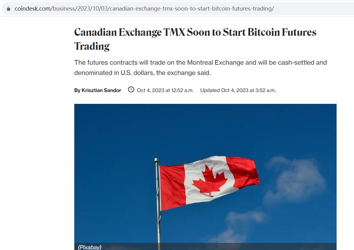 加拿大最大交易所TMX即将推出比特币期货交易