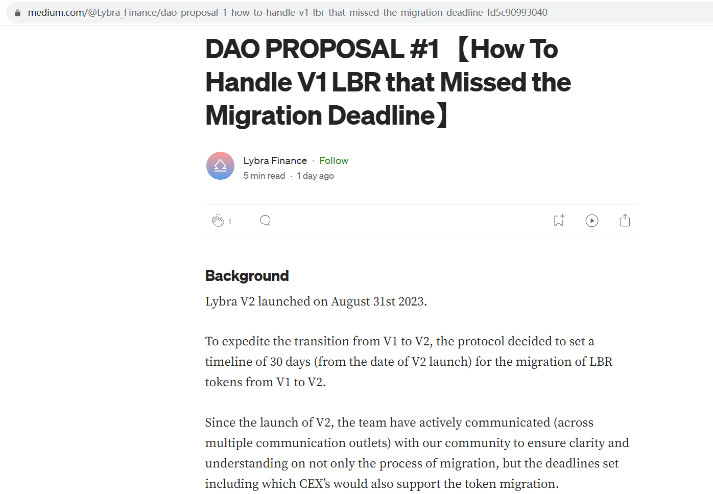 Lybra Finance发起针对未迁移V1代币的社区提案