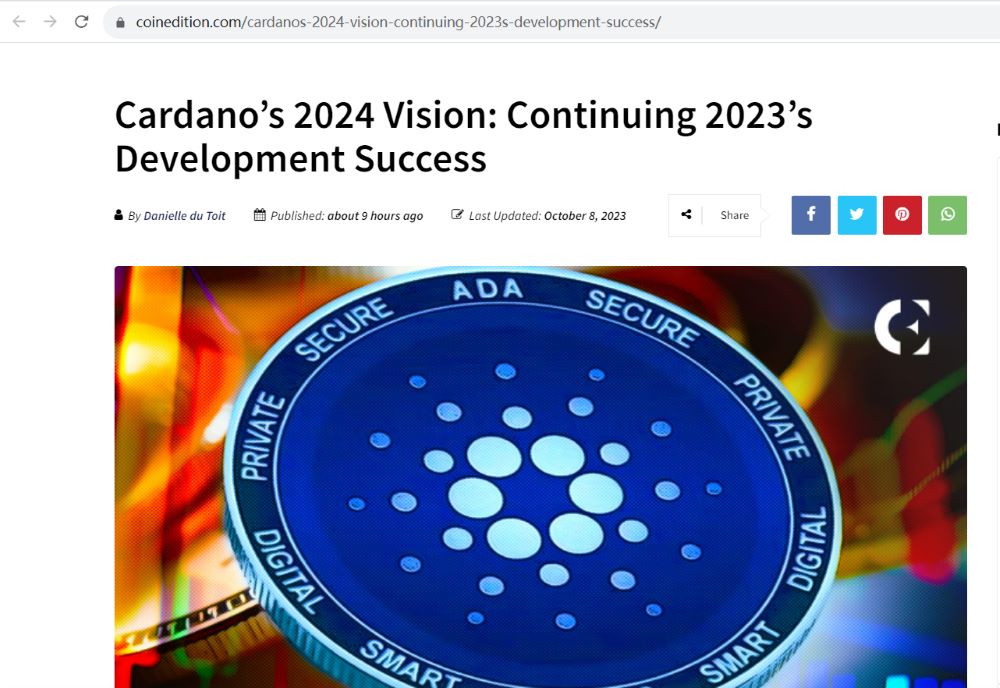 Cardano创始人：2024年将是Cardano的秘银时代