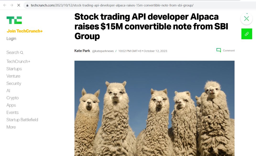 股票和加密交易API服务公司Alpaca从SBI Group处获得1500万美元融资