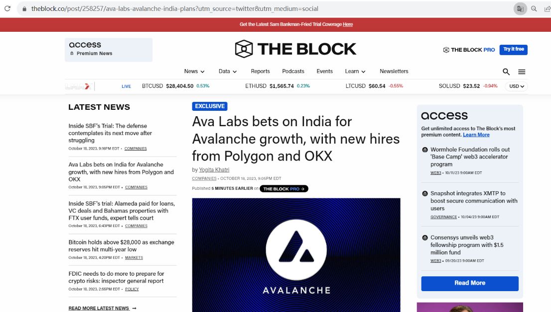 Ava Labs聘请OKX与Polygon前高管来发展印度市场