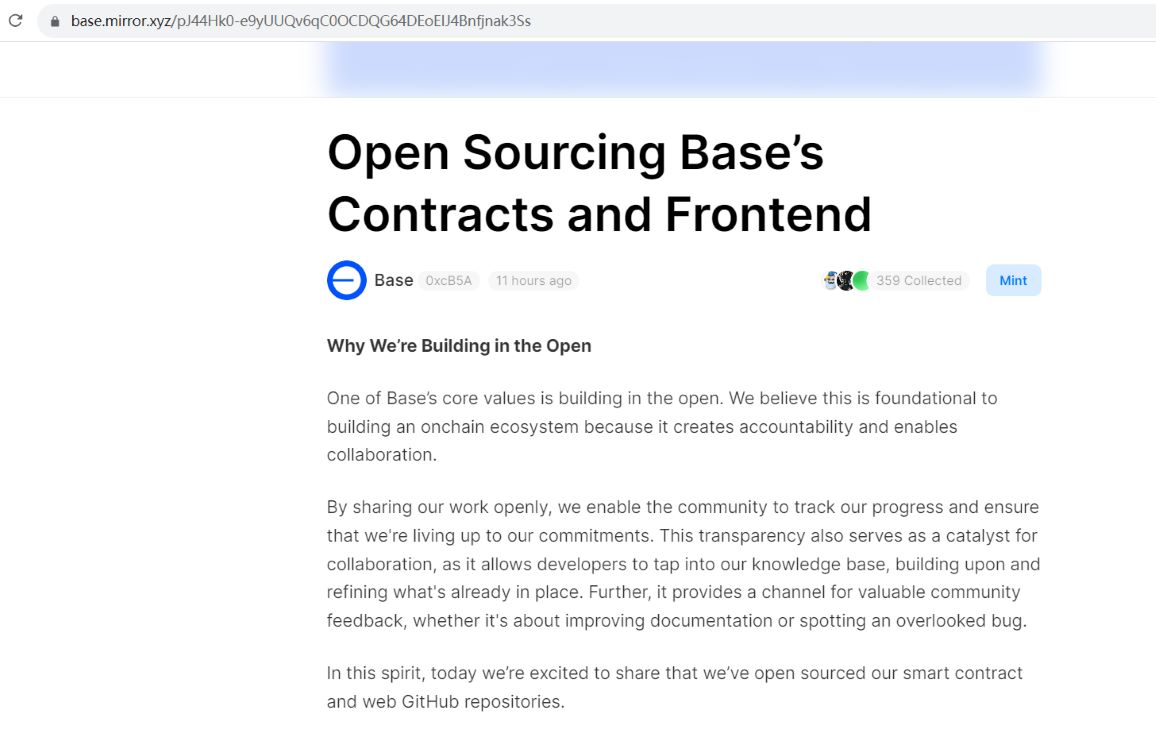 Base开源其智能合约和GitHub存储库