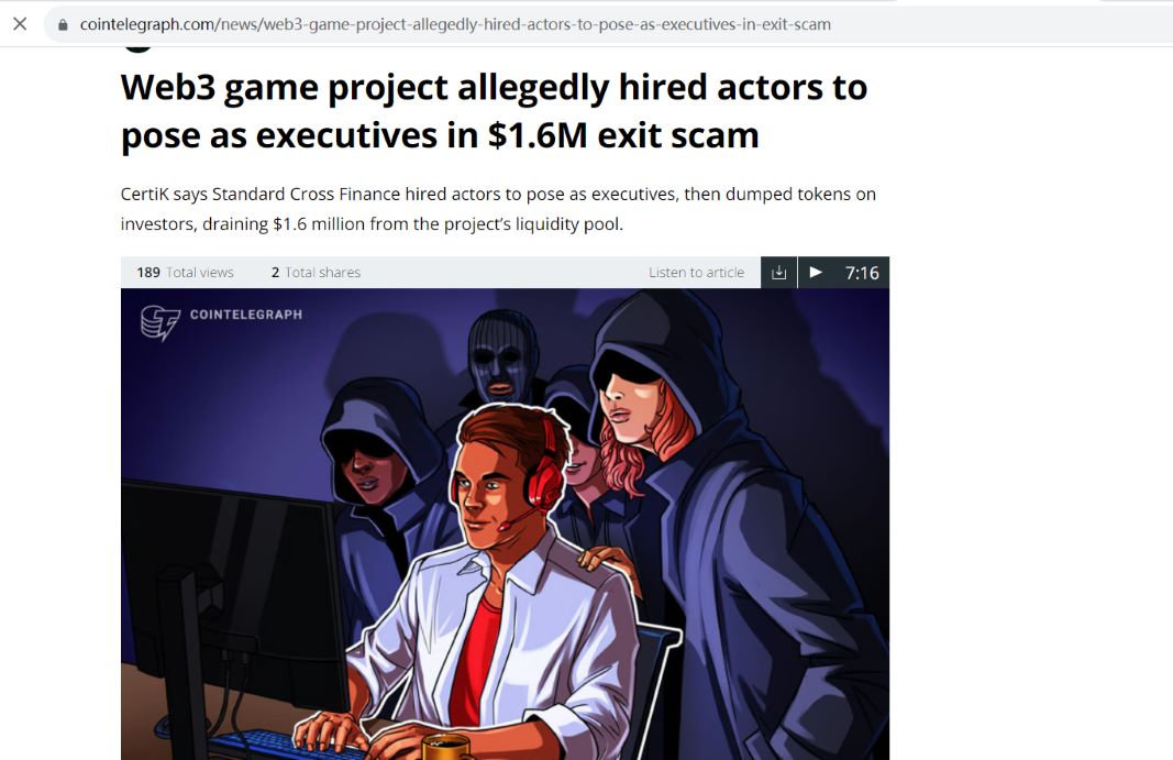 诈骗Web3项目FinSoul雇佣演员冒充高管骗取投资者160万美元