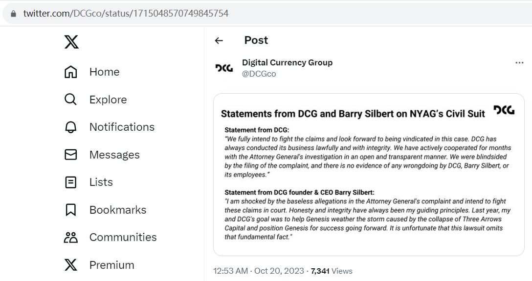 DCG及创始人Barry Silbert反驳纽约总检察长的指控