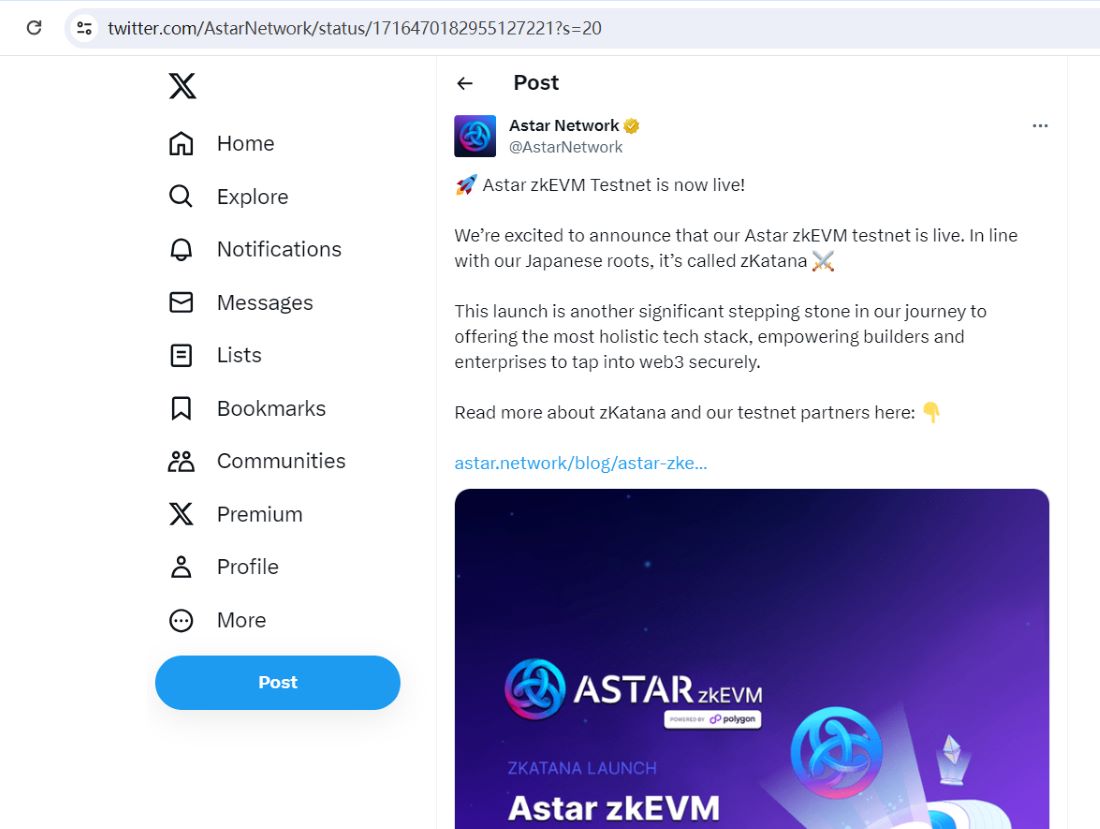 Astar Network的zkEVM测试网现已上线
