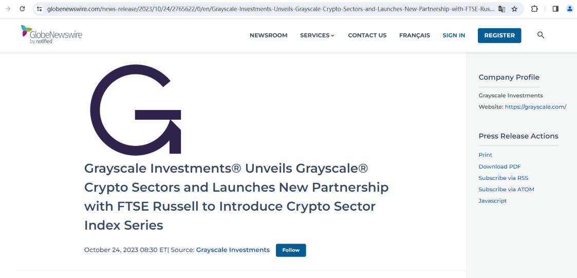 灰度与伦敦证券交易所子公司 FTSE Russell 合作推出加密指数产品