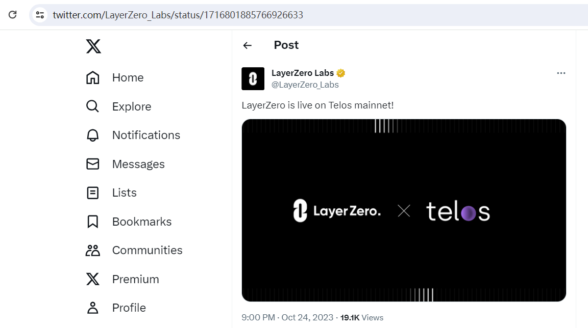 LayerZero已在Telos主网上线