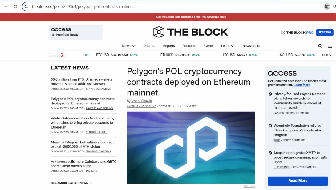 Polygon已将POL合约部署在以太坊主网上