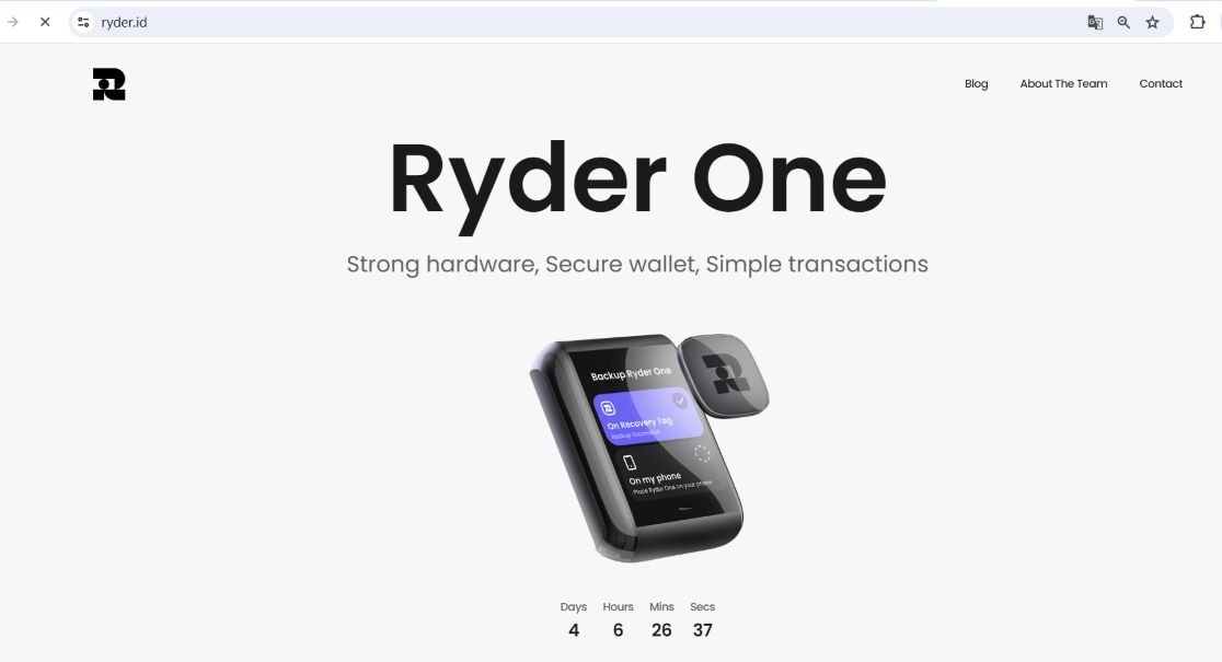 加密钱包初创公司Ryder旗舰产品Ryder One硬件钱包将于11月1日开售