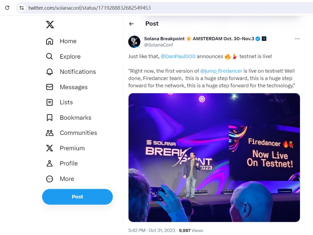 由Jump Crypto开发的Solana第二个节点验证器Firedancer上线测试网
