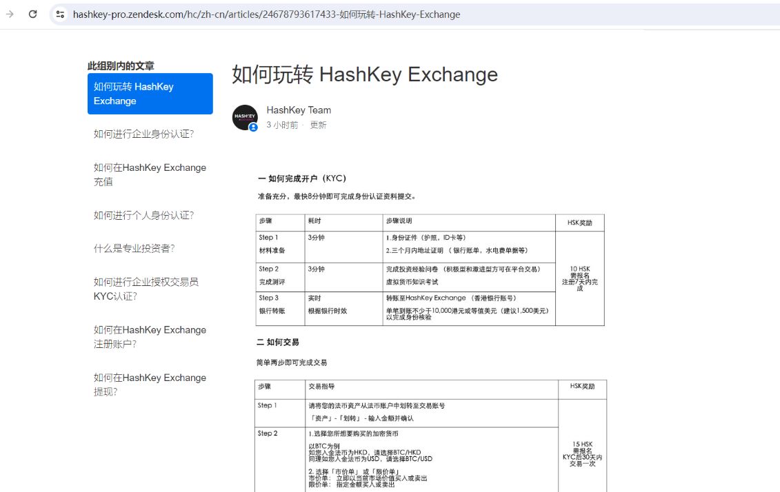 HashKey Exchange发布开户KYC要求