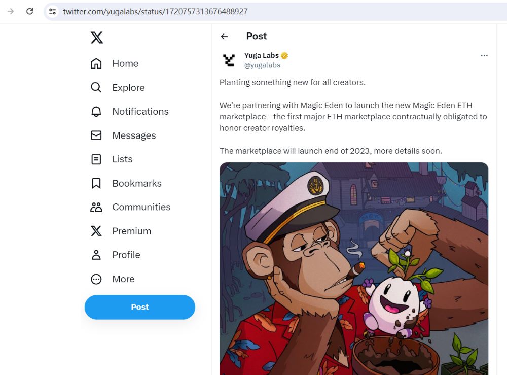 Yuga Labs将与Magic Eden合作推出新的Magic Eden ETH市场