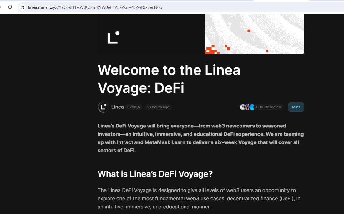 Linea 将于明日启动 DeFi Voyage 活动