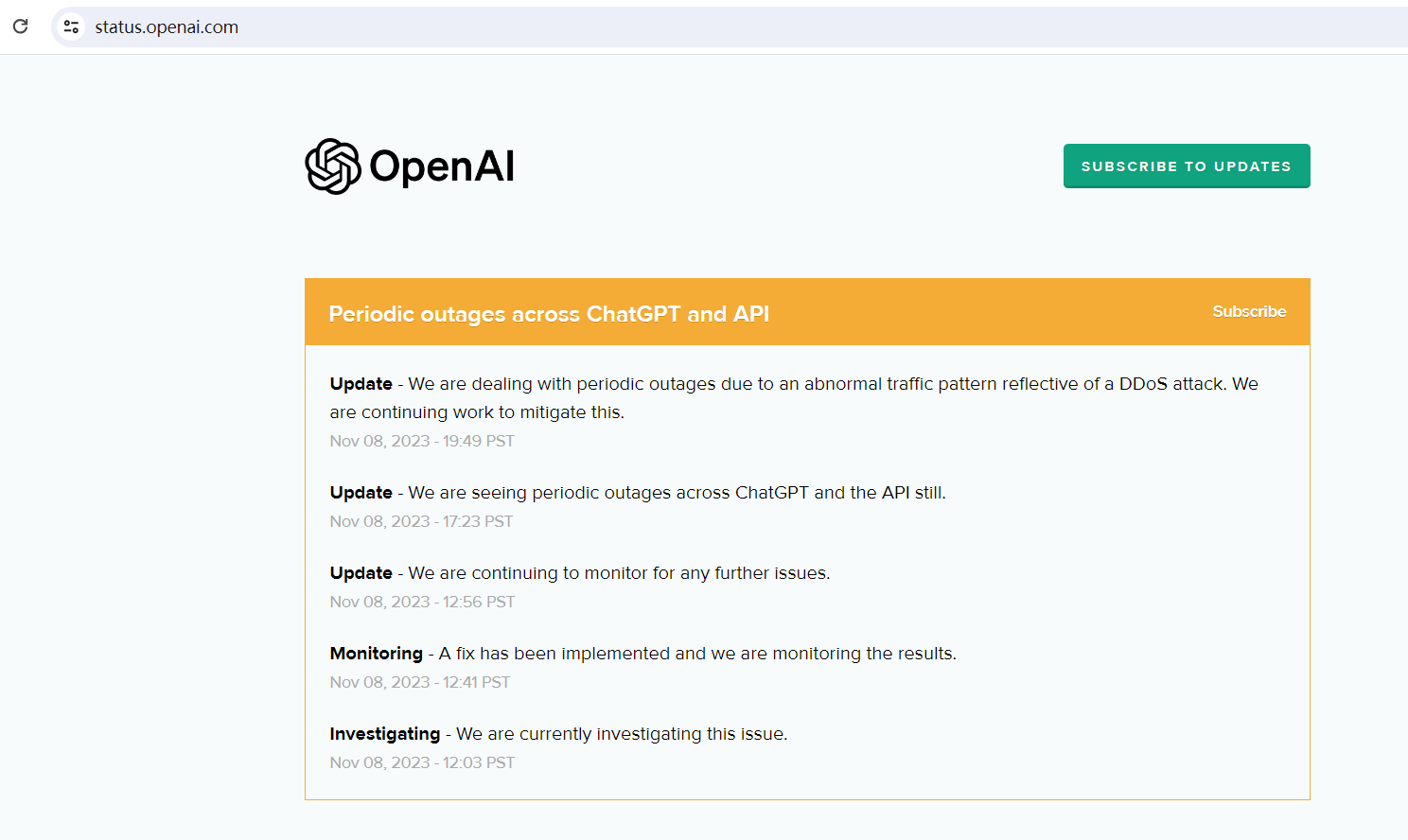 OpenAI：ChatGPT服务周期性中断是因遭到DDoS攻击
