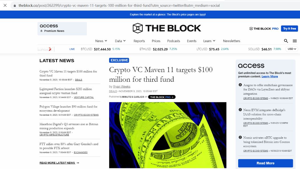 加密风投Maven 11正在为第三只基金募资1亿美元