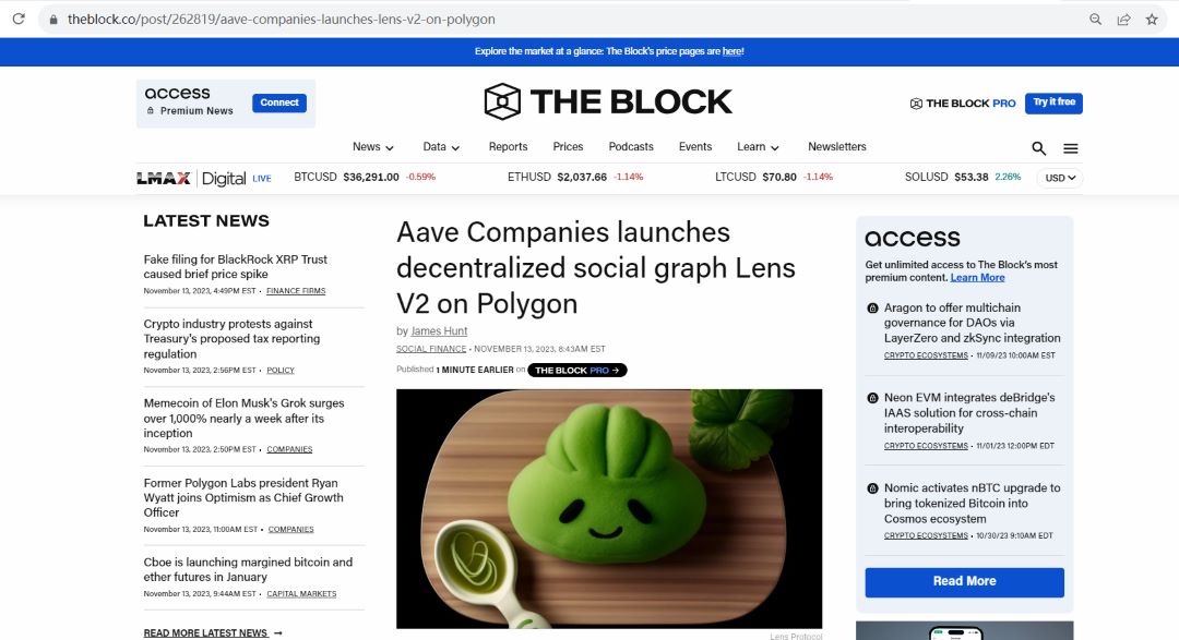 Aave Companies在Polygon主网上推出Lens V2版本