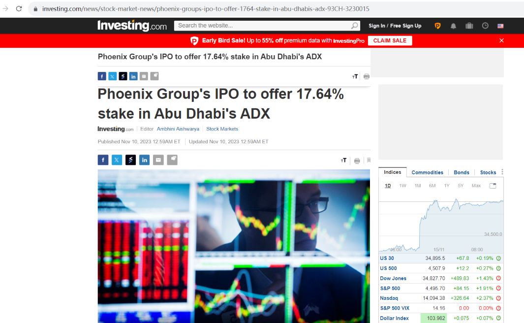 Phoenix Group将在阿布扎比证券交易所进行IPO，拟筹集3.7亿美元