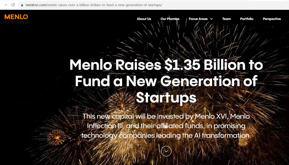 Menlo Ventures 完成 13.5 亿美元新资金筹集
