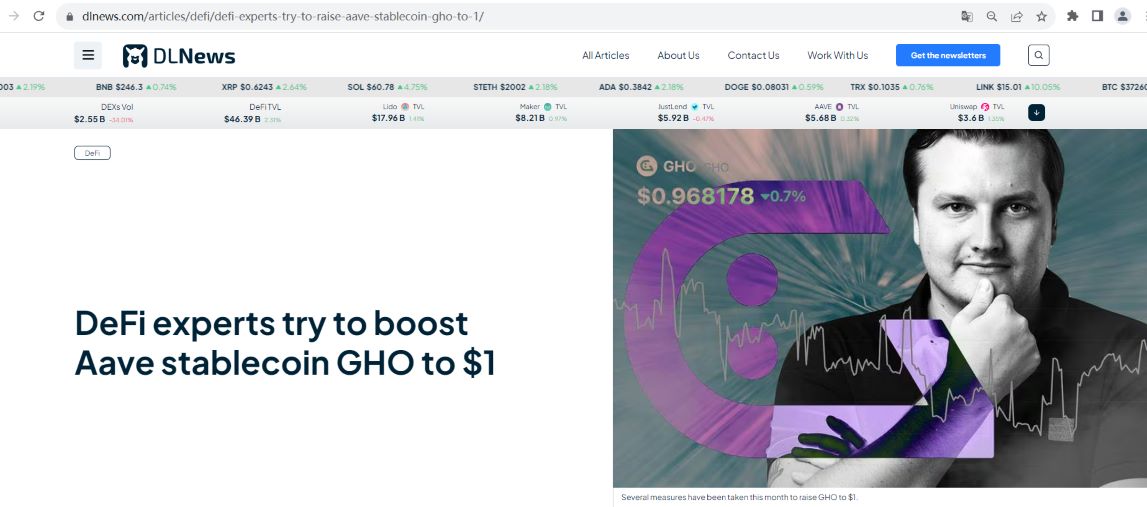 DeFi开发者：到11月30日将GHO价格升至0.985美元