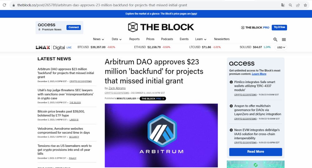 Arbitrum DAO批准“2354万美元备用资金以支持错过第一轮拨款”的项目