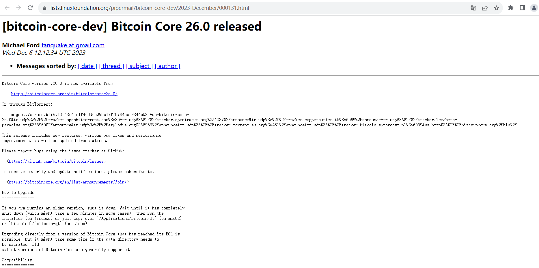 Bitcoin Core v26.0 已正式发布