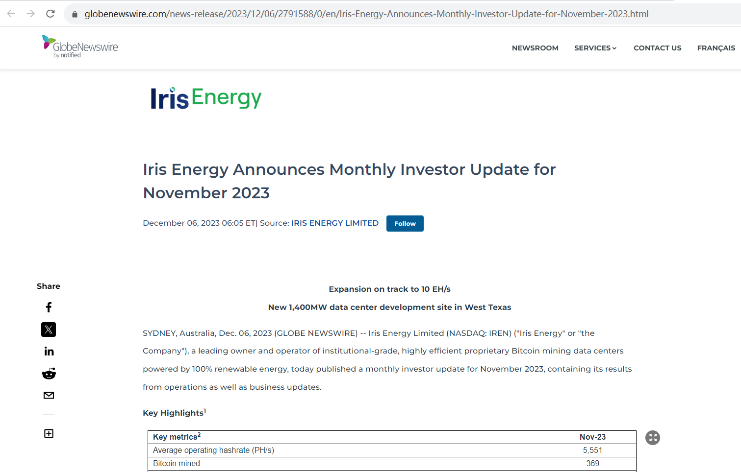 Iris Energy以1860万美元购买一批比特大陆T21矿机