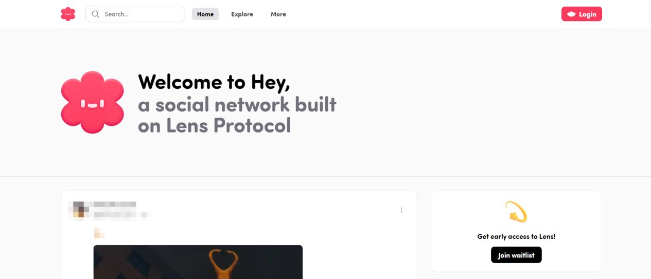 基于Lens Protocol建立的社交dAPP Hey主页