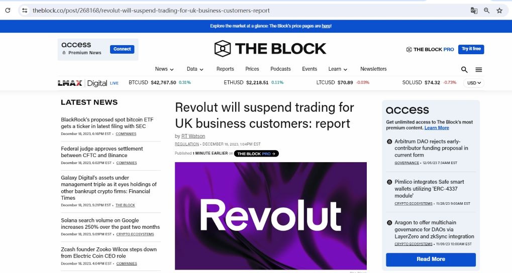 数字银行Revolut将禁止英国企业客户购买加密货币