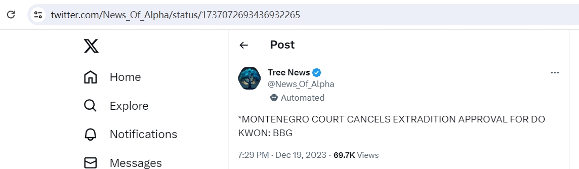 黑山上诉法院取消了对Do Kwon的引渡批准