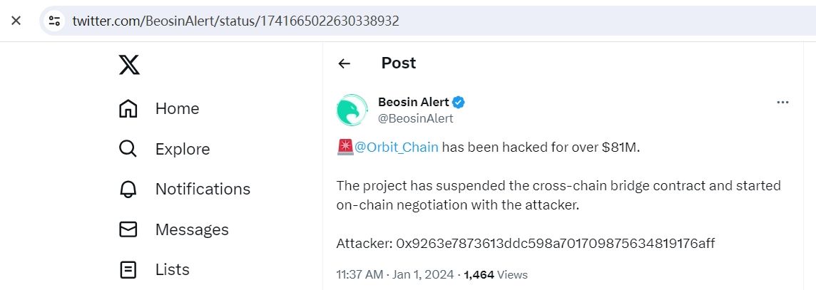 Orbit Chain已暂停跨链桥合约，并开始与攻击者进行链上协商