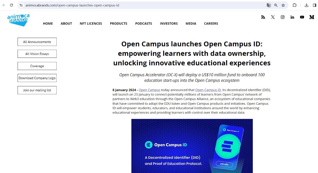 Open Campus加速器OC-X将推出1000万美元基金