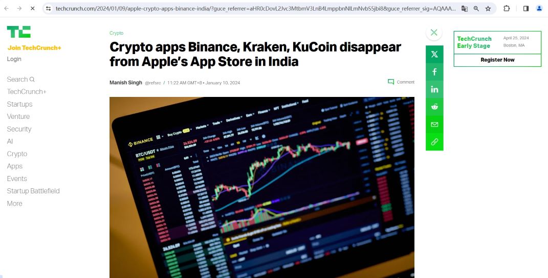 Binance、Kraken、KuCoin应用程序已从印度苹果应用商店中下架