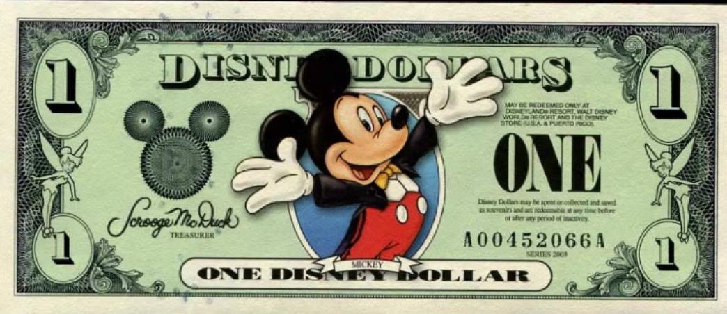 1美元面值的迪士尼米奇纪念钞