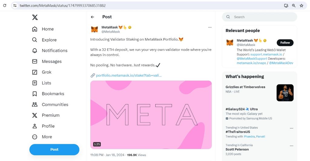 MetaMask Portfolio推出验证者代运行服务