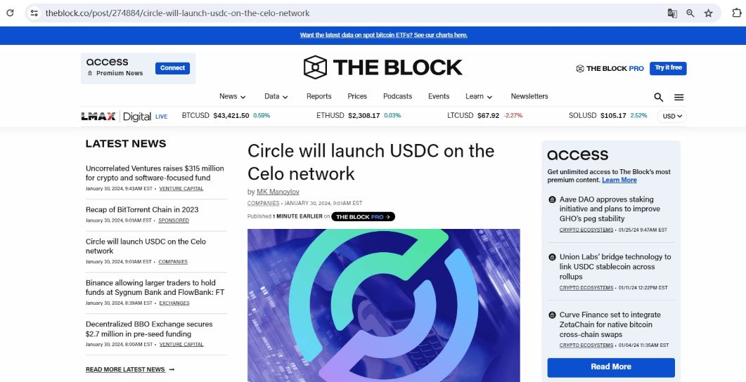 Circle将在Celo网络上推出USDC