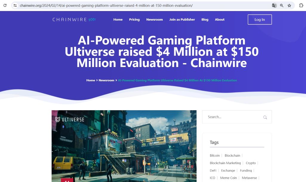 Web3游戏平台Ultiverse完成400万美元战略轮融资