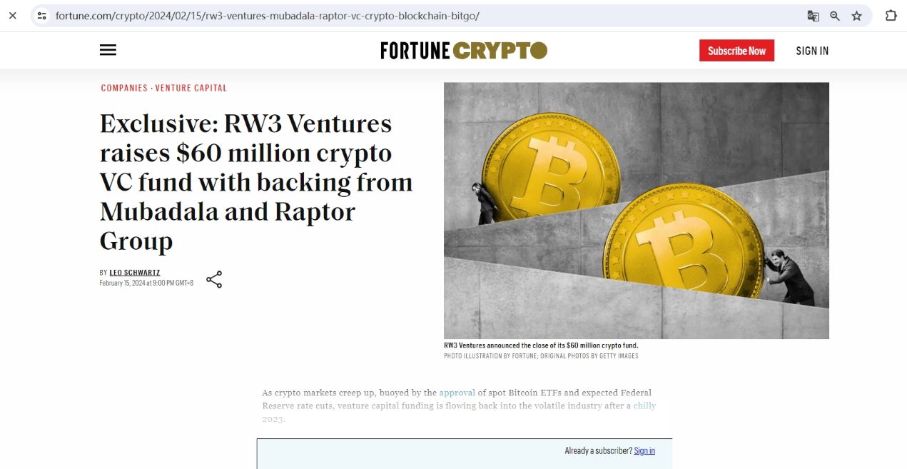 RW3 Ventures为旗下早期区块链投资基金筹集了6000万美元
