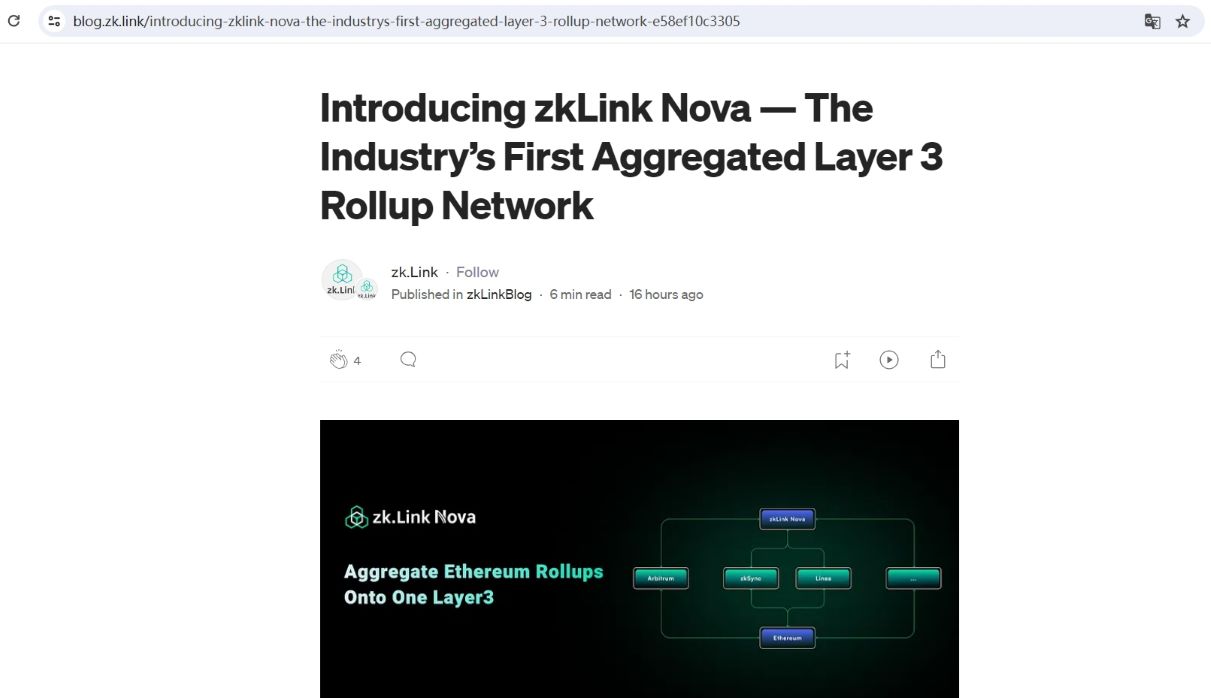 zkLink推出Layer3 ZK Rollup网络zkLink Nova