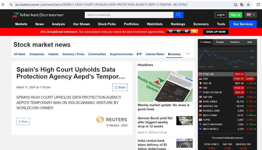 西班牙高等法院维持数据保护机构Aepd对Worldcoin的临时裁决