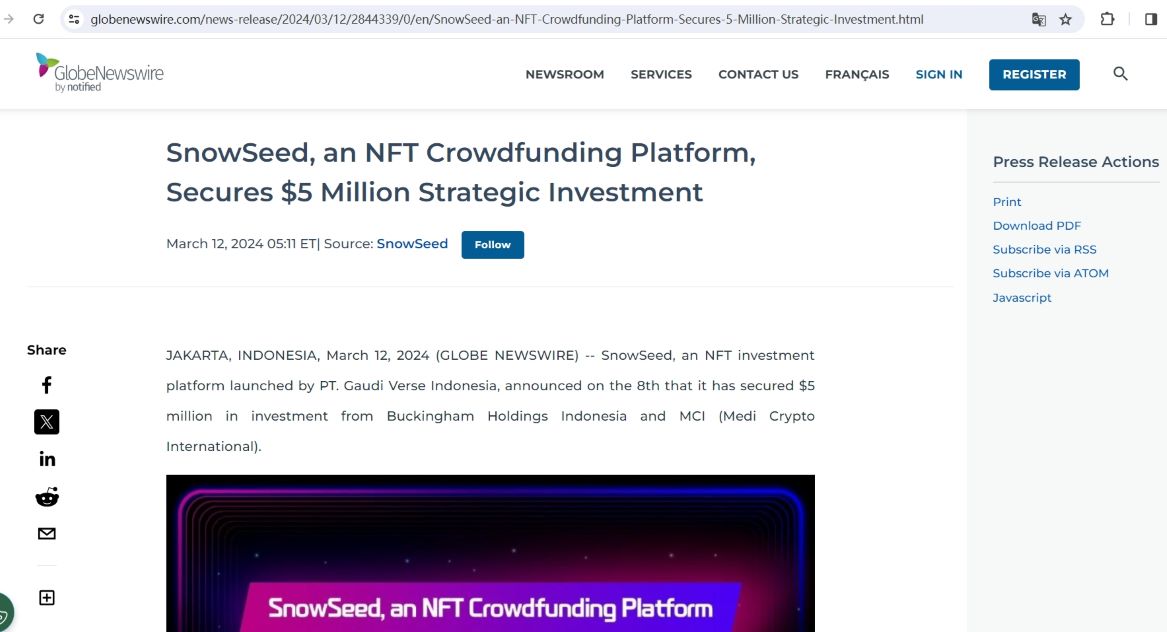 NFT众筹平台SnowSeed完成500万美元战略轮融资