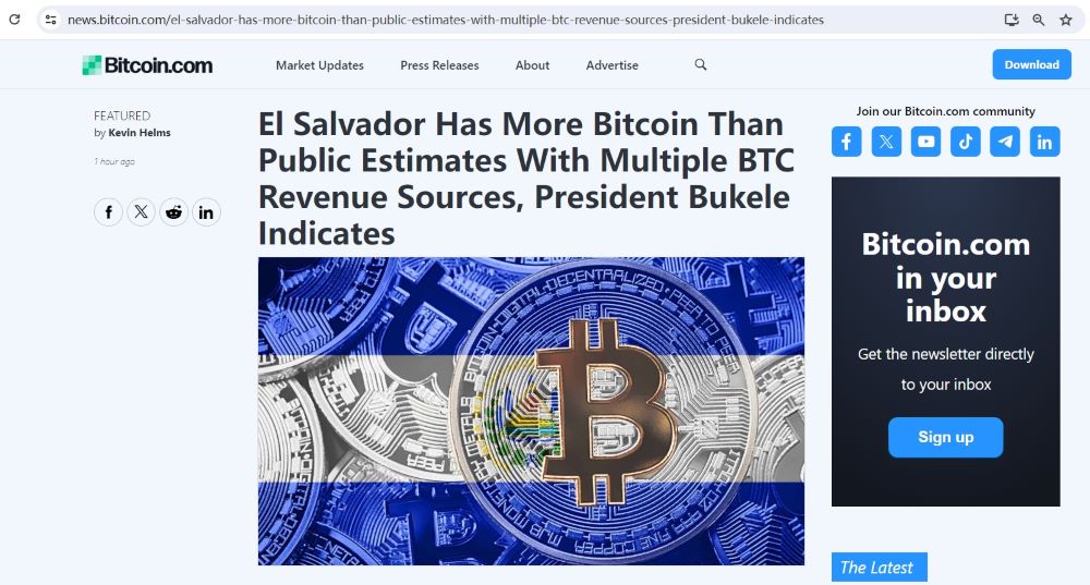 萨尔瓦多总统：本国比特币持有量超出公众估计，有多种比特币收入来源