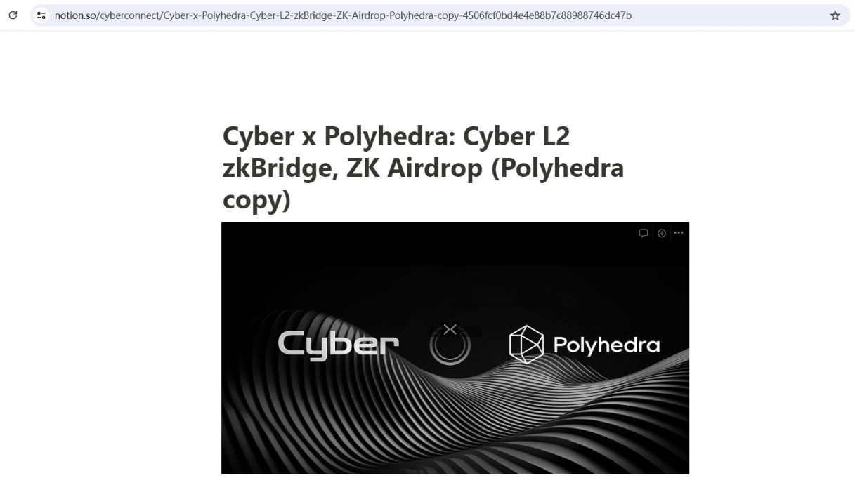 Polyhedra Network宣布与Cyber达成合作，将空投对Cyber质押用户进行空投