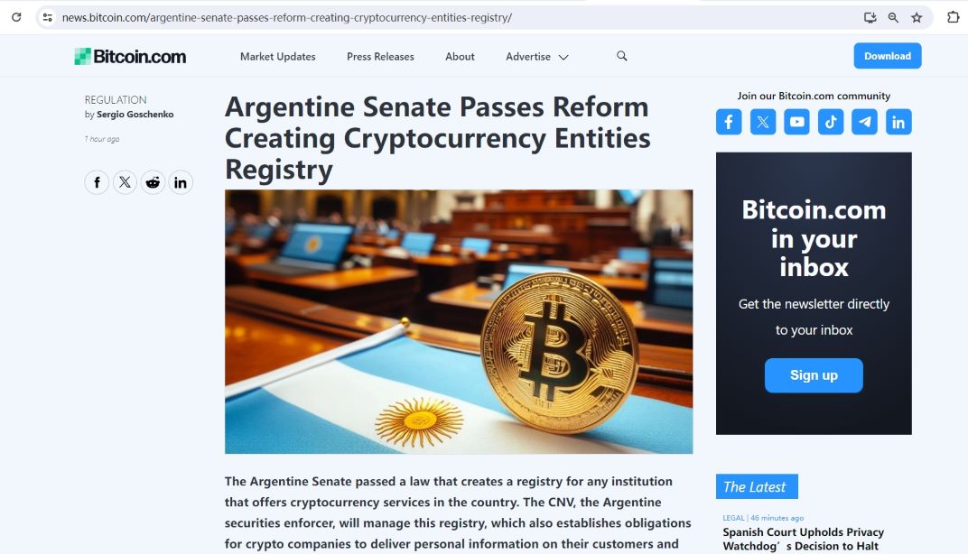 阿根廷参议院通过加密货币反洗钱法